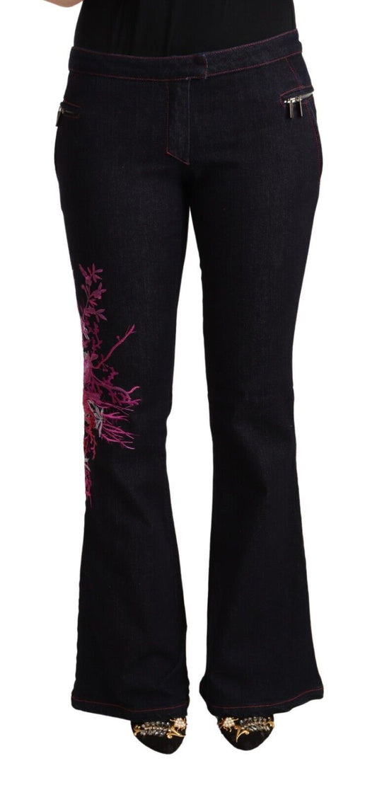Exte Black Cotton Mid Waist Cotton Flared Jeans - ClickThatClicks 