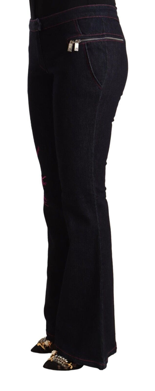Exte Black Cotton Mid Waist Cotton Flared Jeans - ClickThatClicks 
