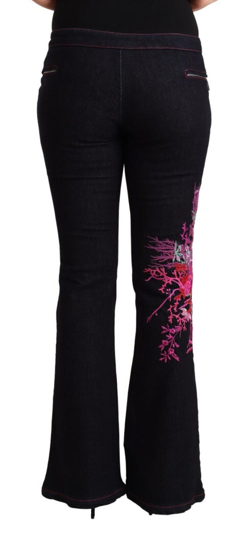 Exte Black Cotton Mid Waist Cotton Flared Jeans - ClickThatClicks 
