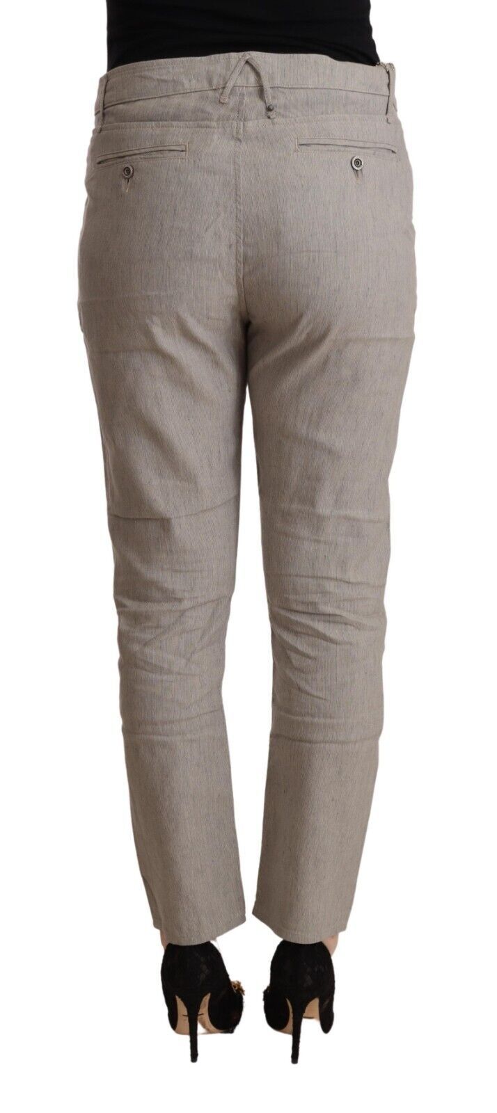 CYCLE Light Gray Linen Blend Mid Waist Tapered Pants - ClickThatClicks 