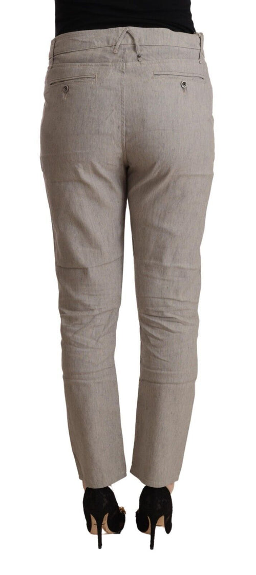 CYCLE Light Gray Linen Blend Mid Waist Tapered Pants - ClickThatClicks 