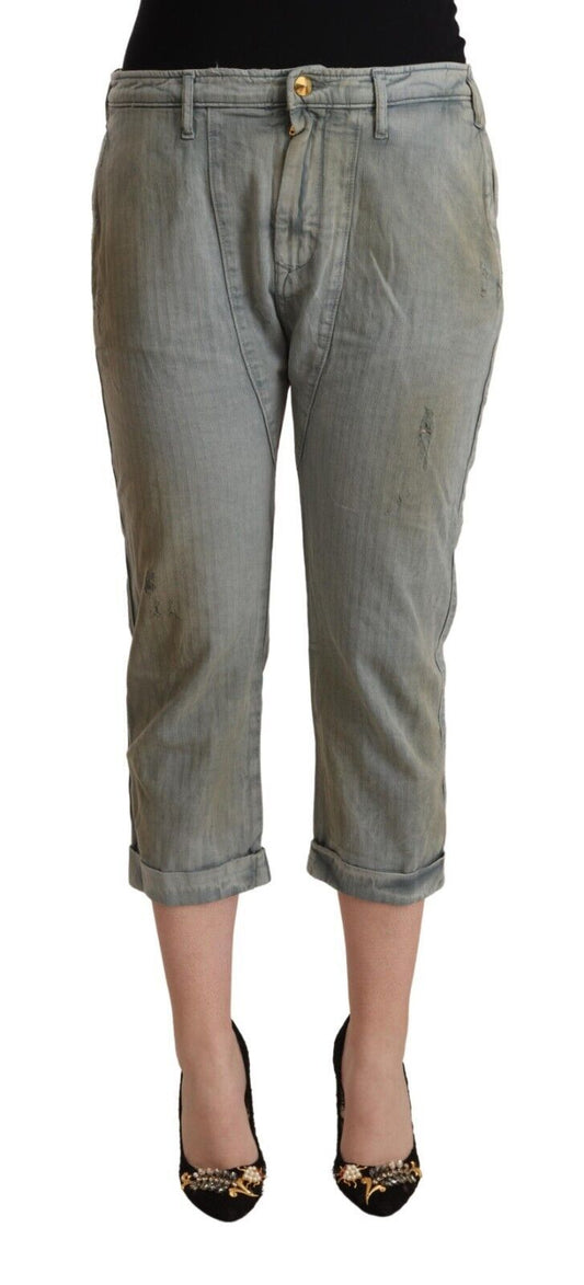 CYCLE Gray 100% Cotton Mid Waist Skinny Cropped Pants - ClickThatClicks 