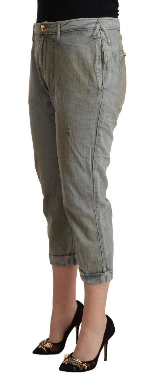 CYCLE Gray 100% Cotton Mid Waist Skinny Cropped Pants - ClickThatClicks 