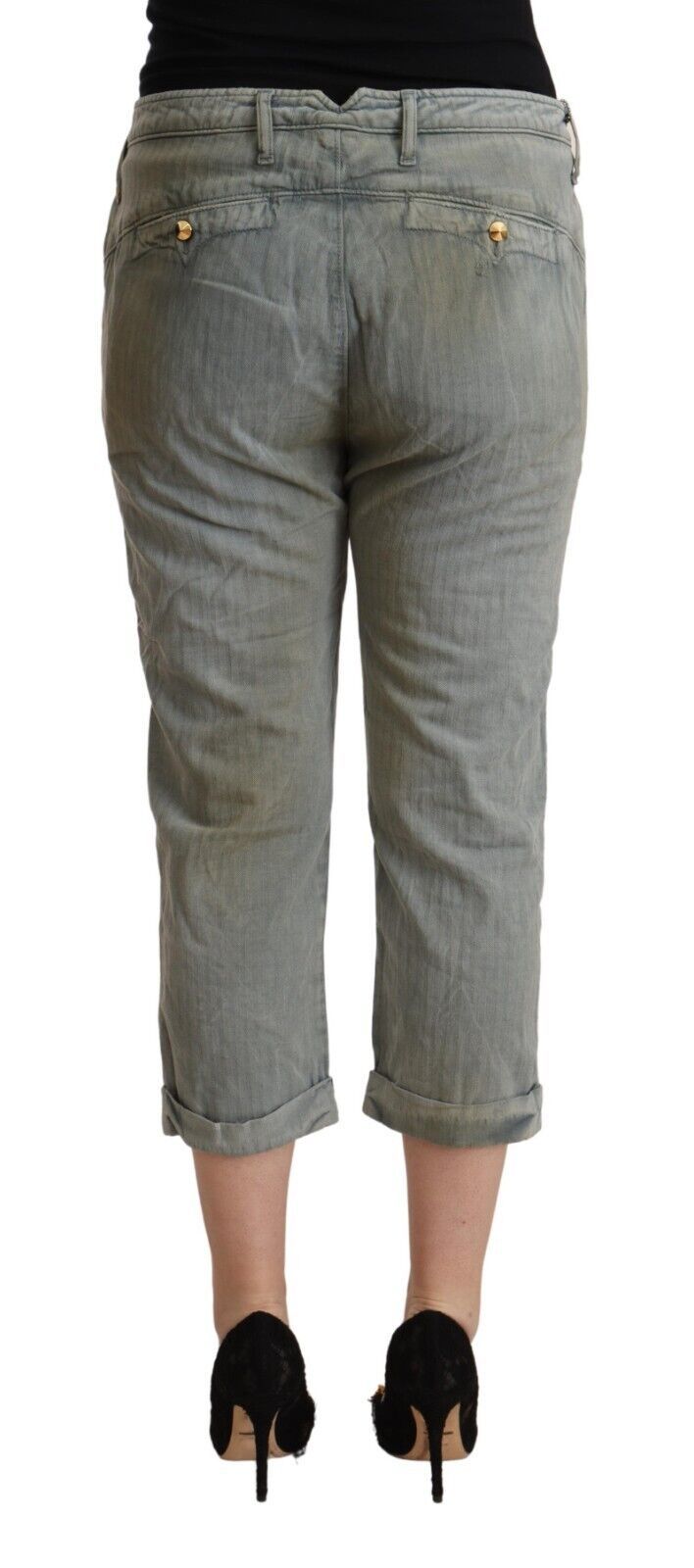 CYCLE Gray 100% Cotton Mid Waist Skinny Cropped Pants - ClickThatClicks 