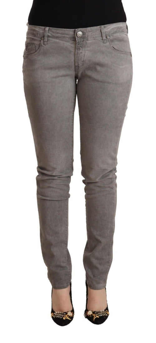 Acht Light Gray Washed Cotton Slim Fit Denim Jeans - ClickThatClicks 