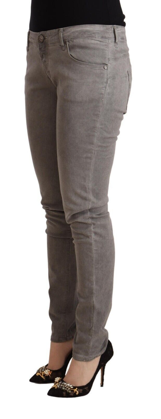 Acht Light Gray Washed Cotton Slim Fit Denim Jeans - ClickThatClicks 