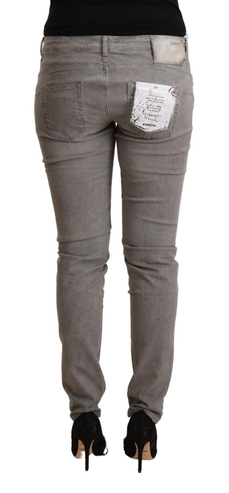 Acht Light Gray Washed Cotton Slim Fit Denim Jeans - ClickThatClicks 