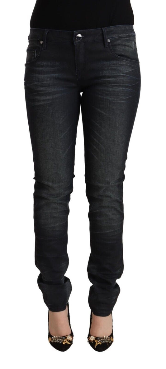 Acht Black Washed Cotton Low Waist Slim Fit Denim Jeans - ClickThatClicks 