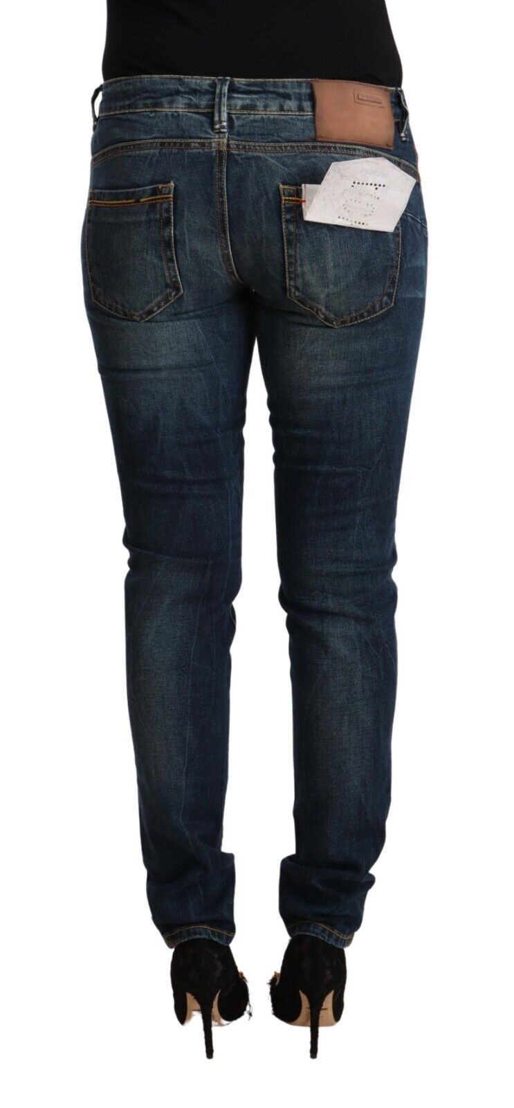 Acht Blue Washed Cotton Low Waist Slim Fit Denim Jeans - ClickThatClicks 