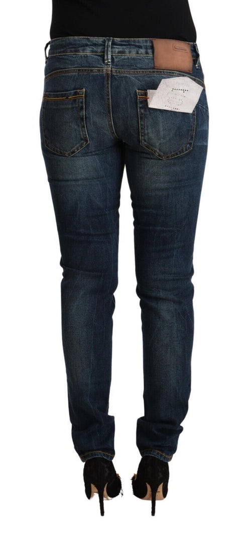 Acht Blue Washed Cotton Low Waist Slim Fit Denim Jeans - ClickThatClicks 