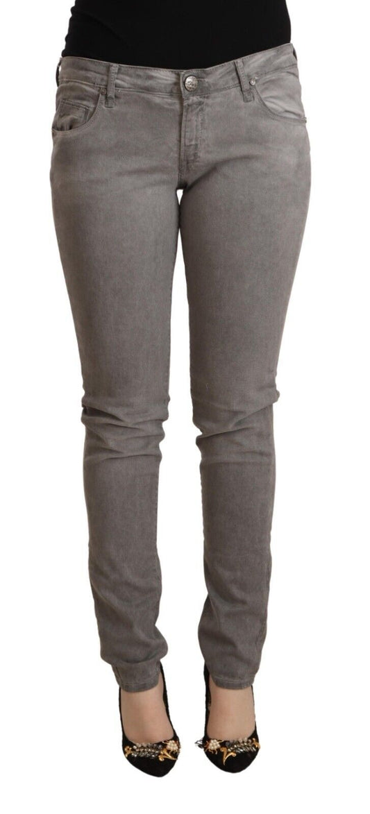 Acht Gray Cotton Low Waist Skinny Push Up Denim Jeans - ClickThatClicks 
