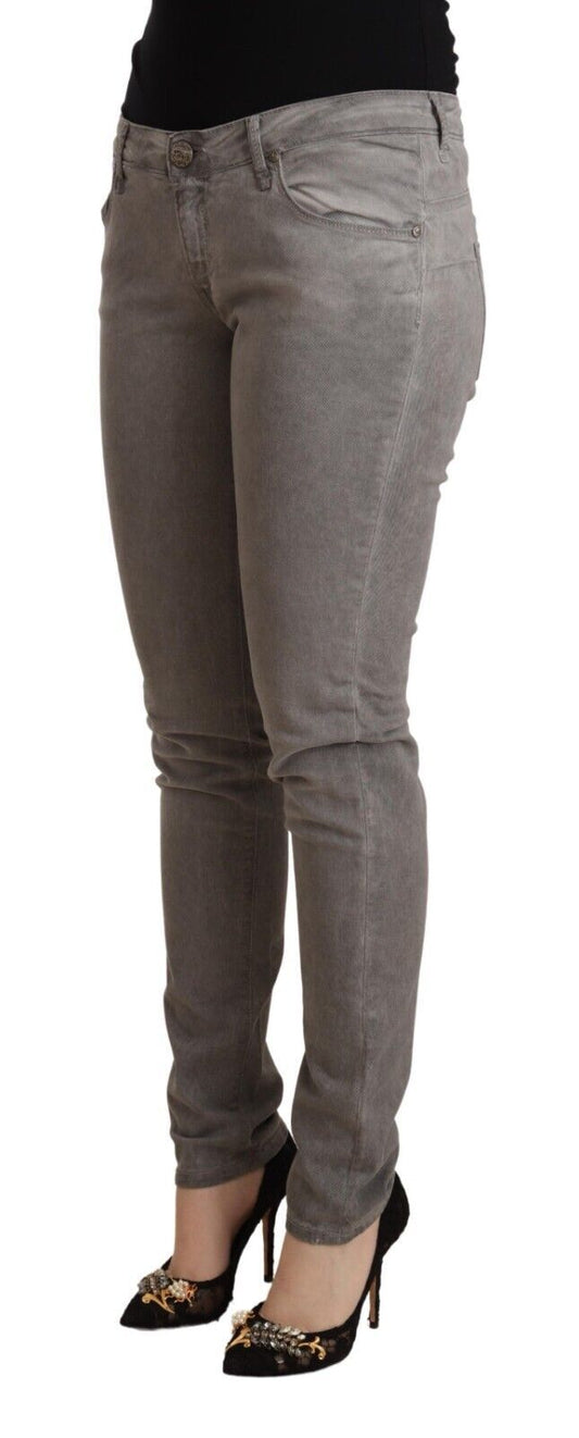 Acht Gray Cotton Low Waist Skinny Push Up Denim Jeans - ClickThatClicks 