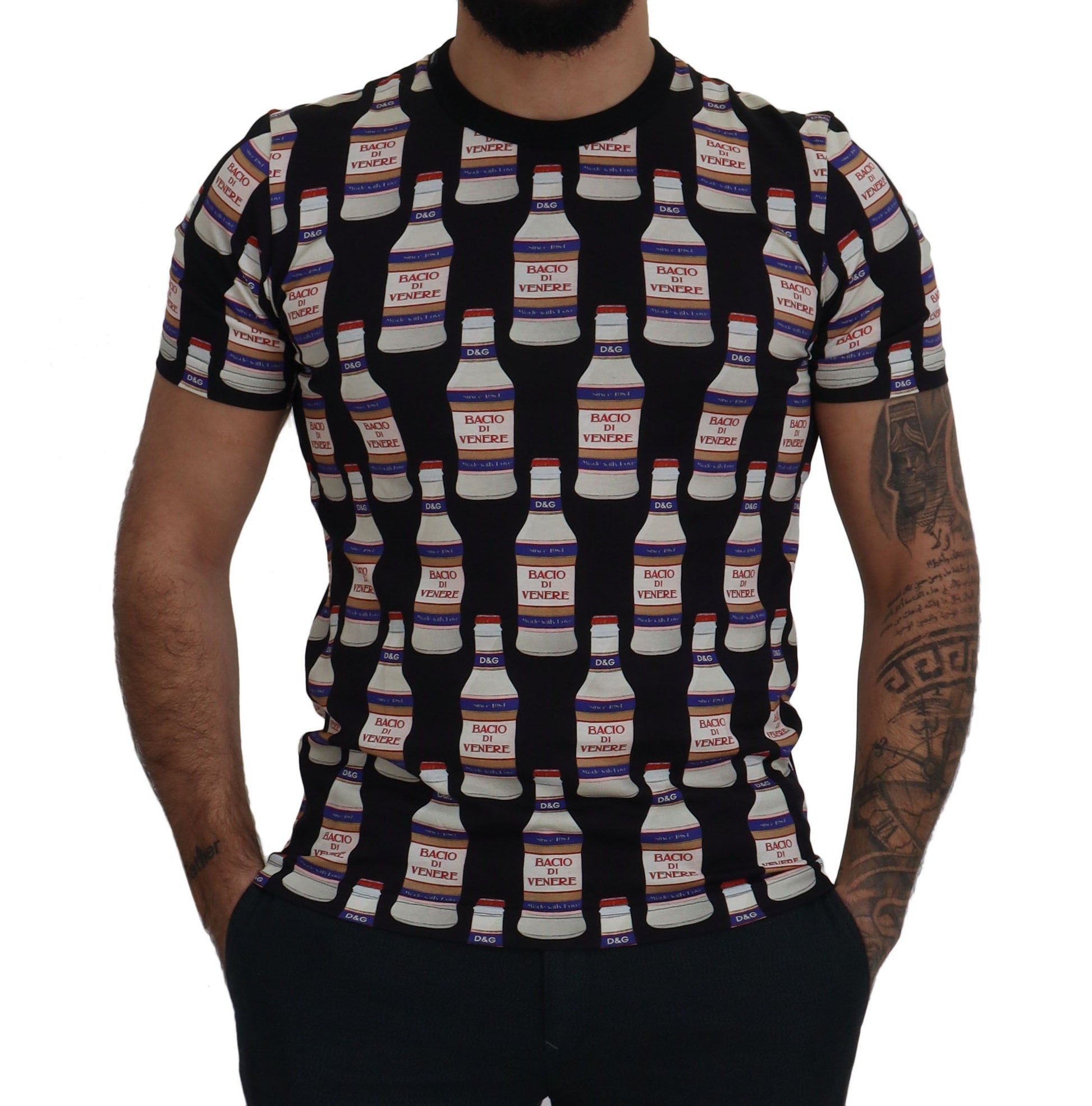 Dolce & Gabbana Black Bacio Di Venere Cotton Crew T-shirt - ClickThatClicks 