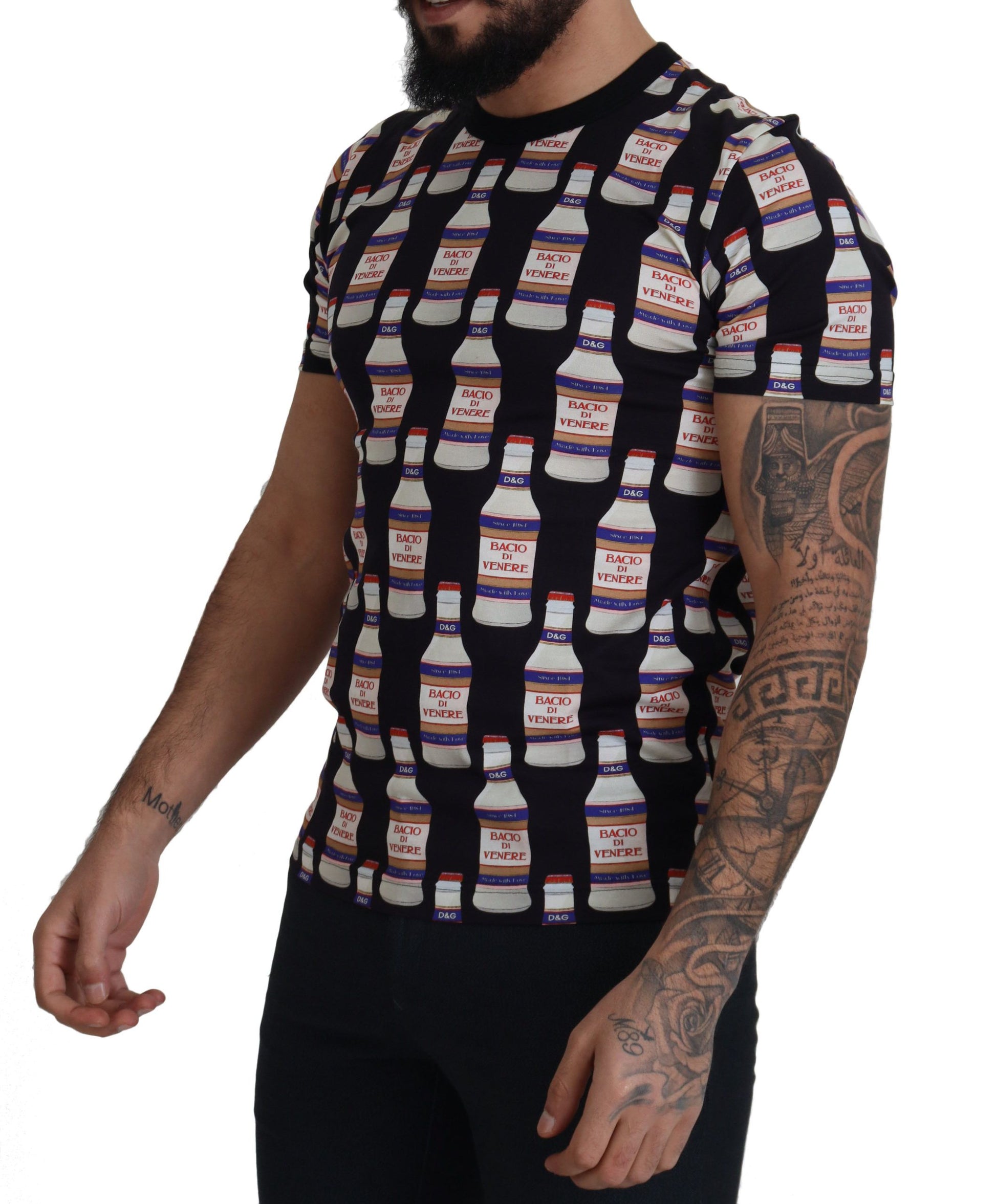 Dolce & Gabbana Black Bacio Di Venere Cotton Crew T-shirt - ClickThatClicks 