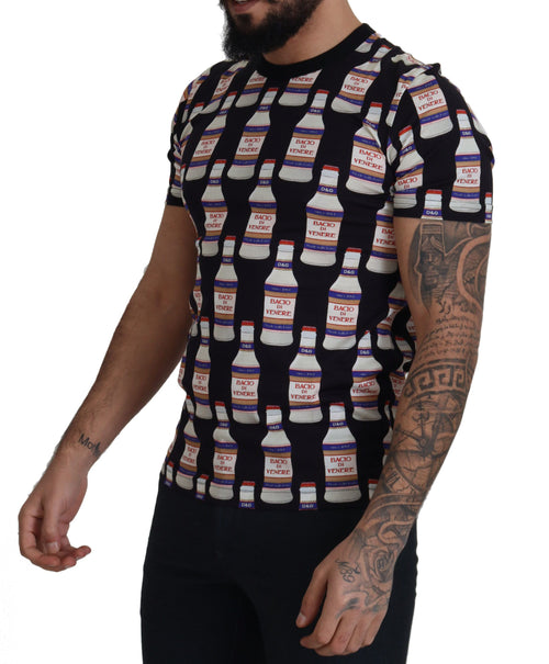 Dolce & Gabbana Black Bacio Di Venere Cotton Crew T-shirt - ClickThatClicks 
