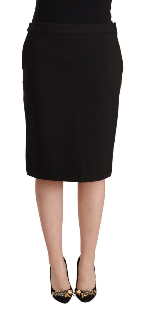 GF Ferre Black Straight Pencil Cut Knee Length Skirt - ClickThatClicks 