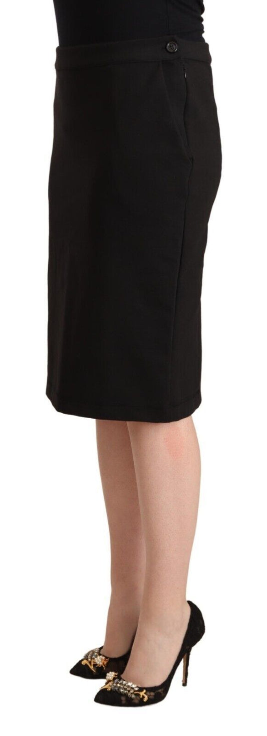 GF Ferre Black Straight Pencil Cut Knee Length Skirt - ClickThatClicks 