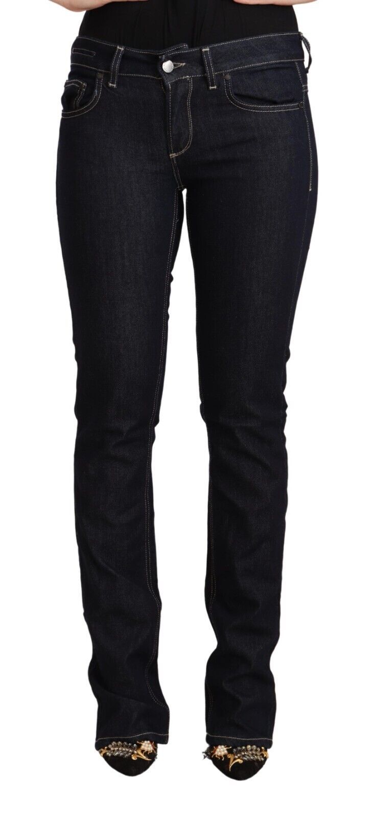 GF Ferre Black Cotton Stretch Low Waist Skinny Denim Jeans - ClickThatClicks 