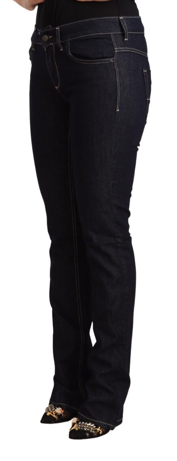 GF Ferre Black Cotton Stretch Low Waist Skinny Denim Jeans - ClickThatClicks 
