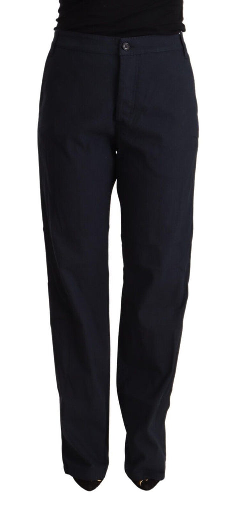 Exte Black High Waist Tapered Cotton Pants