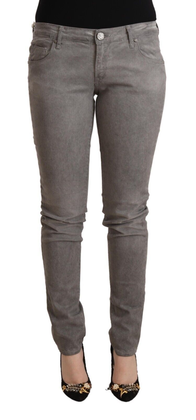 Acht Gray Cotton Low Waist Skinny Push Up Denim Jeans - ClickThatClicks 
