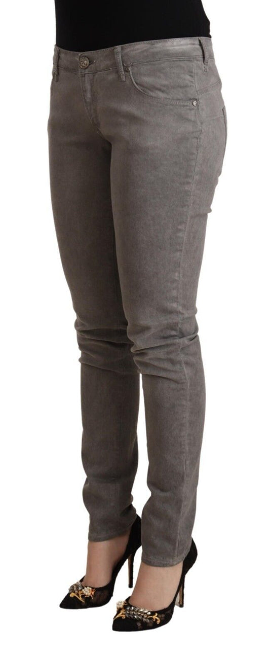 Acht Gray Cotton Low Waist Skinny Push Up Denim Jeans - ClickThatClicks 