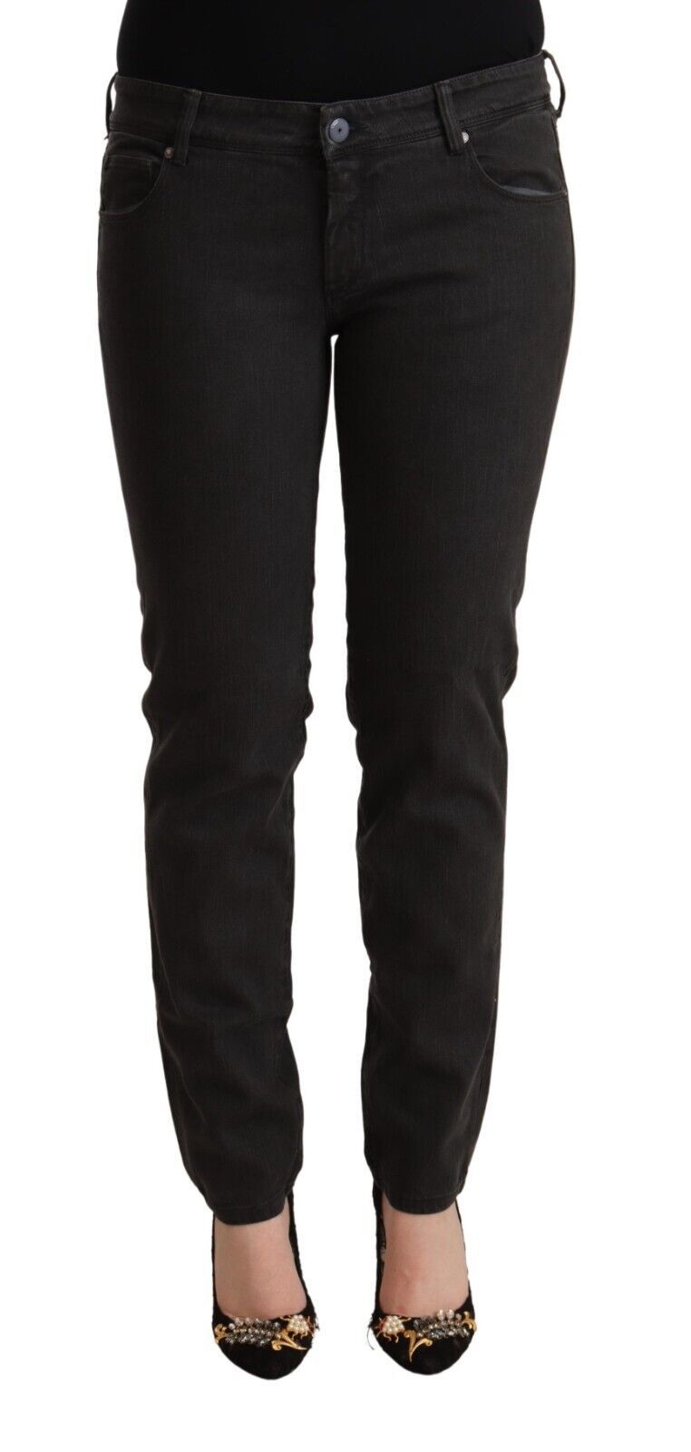 Ermanno Scervino Black Low Waist Skinny Denim Cotton Jeans - ClickThatClicks 