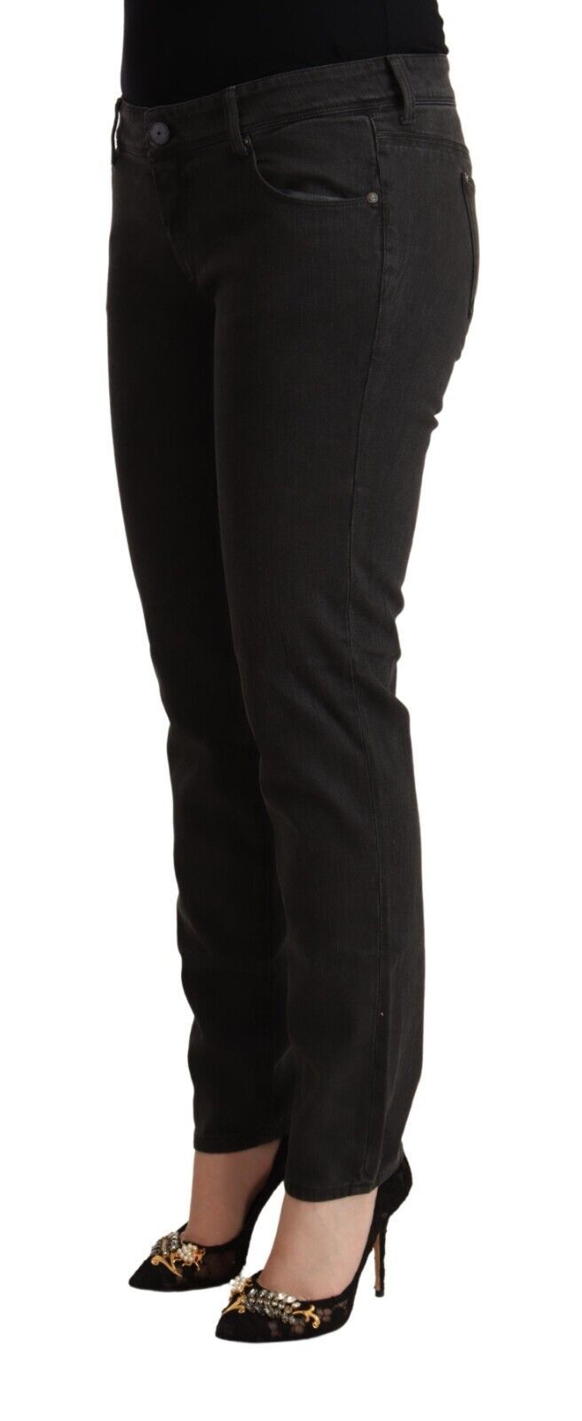 Ermanno Scervino Black Low Waist Skinny Denim Cotton Jeans - ClickThatClicks 
