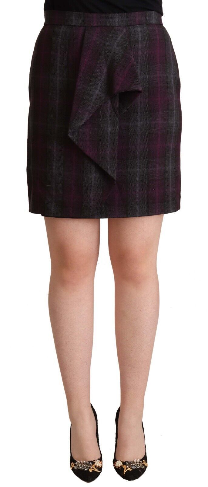 BENCIVENGA Multicolor Checkered Ruffle High Waist Mini Skirt - ClickThatClicks 