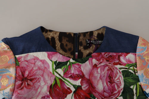 Dolce & Gabbana Multicolor Pachwork Floral Sheath Jaquard Mini Gown Dress - ClickThatClicks 