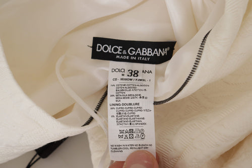 Dolce & Gabbana White Jaquard Midi Floral Sheath Brocade Dress - ClickThatClicks 