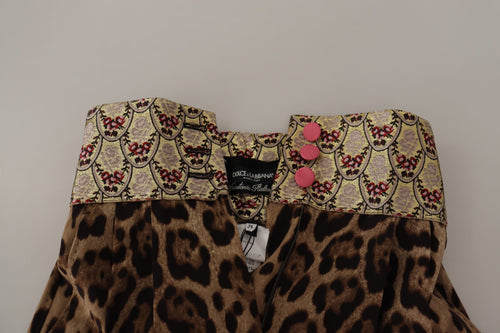 Dolce & Gabbana Brown Leopard Gold Jacquard High Waist Pants - ClickThatClicks 