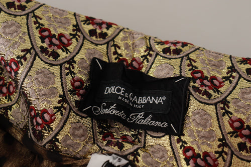 Dolce & Gabbana Brown Leopard Gold Jacquard High Waist Pants - ClickThatClicks 