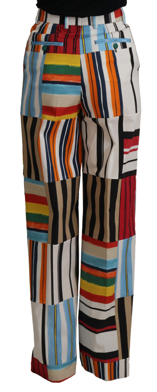 Dolce & Gabbana Multicolor Striped High Waist Cotton Pants - ClickThatClicks 