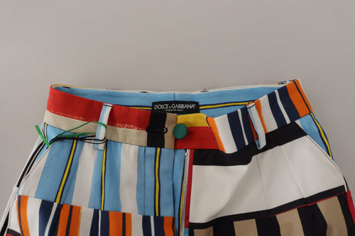 Dolce & Gabbana Multicolor Striped High Waist Cotton Pants - ClickThatClicks 