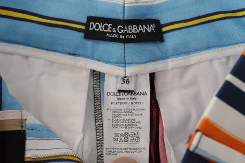 Dolce & Gabbana Multicolor Striped High Waist Cotton Pants - ClickThatClicks 