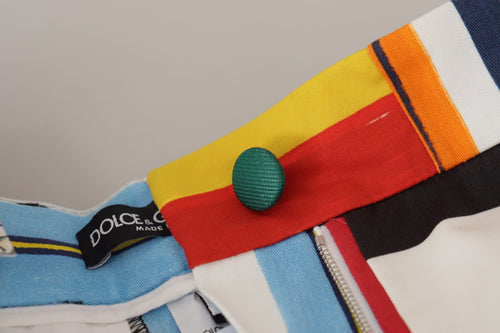 Dolce & Gabbana Multicolor Striped High Waist Cotton Pants - ClickThatClicks 