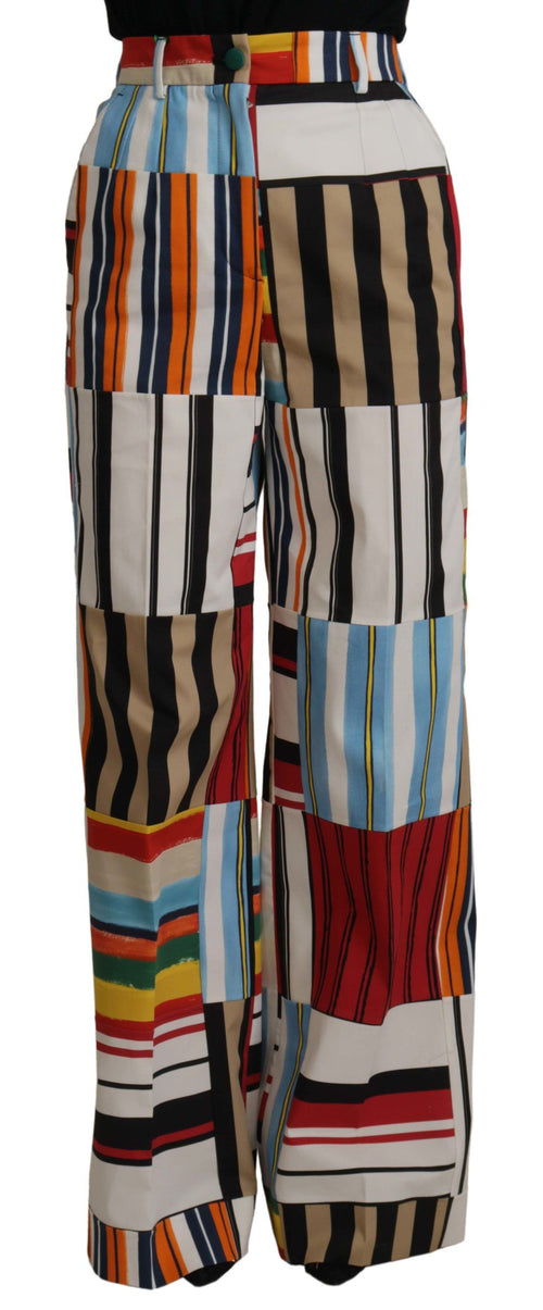 Dolce & Gabbana Multicolor Striped High Waist Cotton Pants - ClickThatClicks 