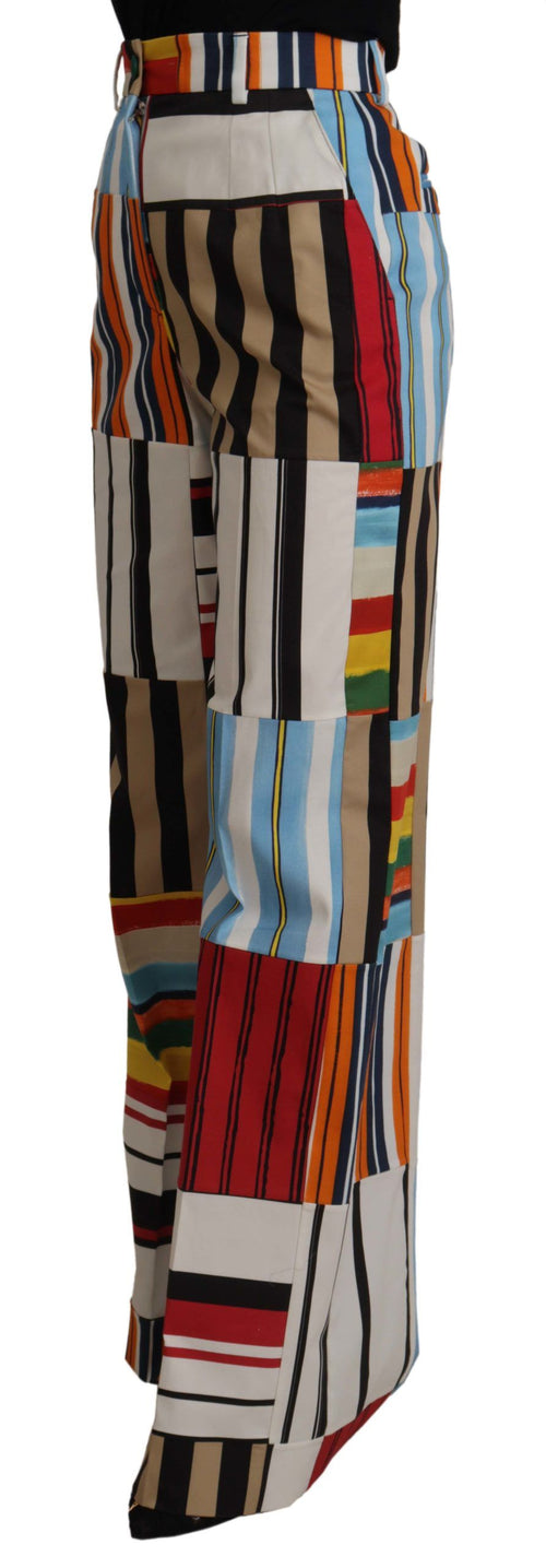 Dolce & Gabbana Multicolor Striped High Waist Cotton Pants - ClickThatClicks 