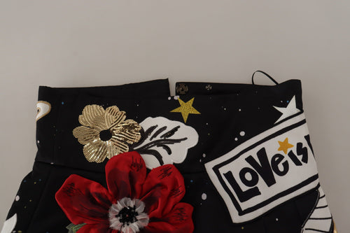 Dolce & Gabbana Black Love Clock Sequined Piano Skirt - ClickThatClicks 