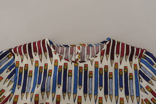 Dolce & Gabbana White Pencil Print Cotton T-shirt Blouse - ClickThatClicks 