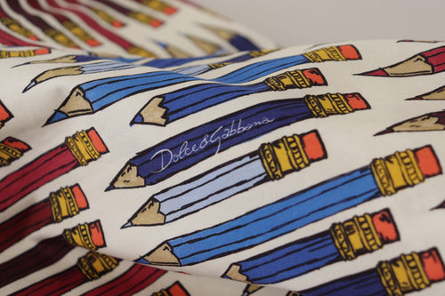 Dolce & Gabbana White Pencil Print Cotton T-shirt Blouse - ClickThatClicks 