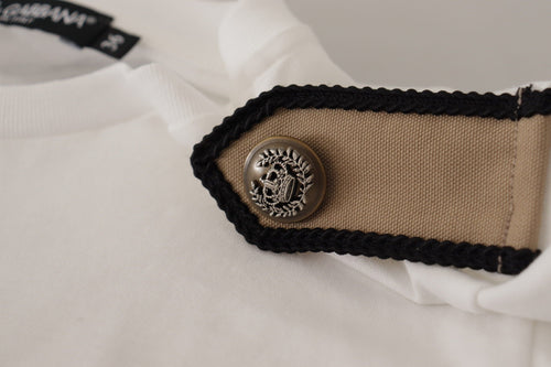 Dolce & Gabbana White Black Roses Crewneck Cotton  T-shirt - ClickThatClicks 