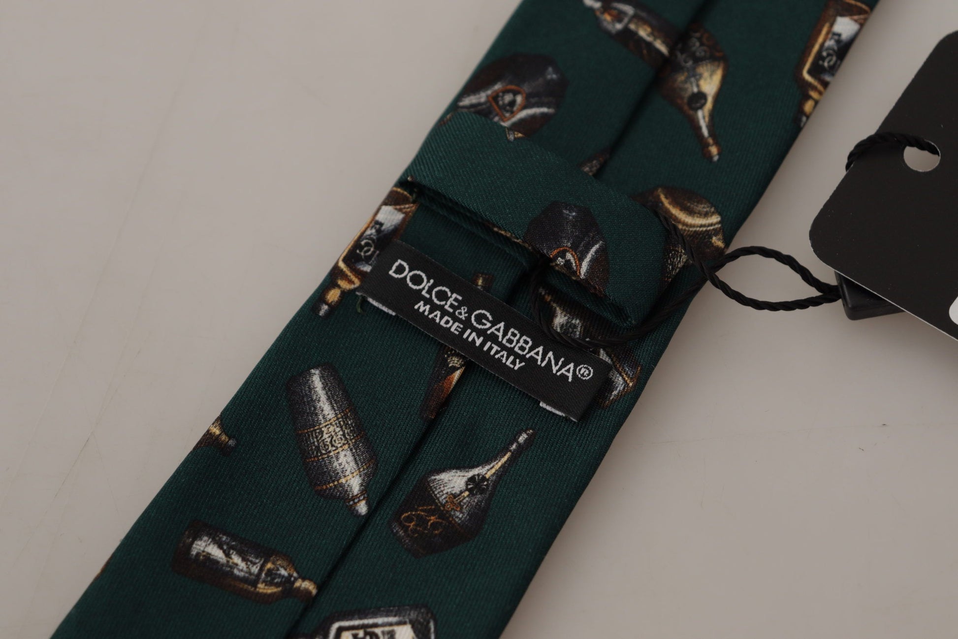 Dolce & Gabbana Black Bottle Fantasy Print Silk Adjustable Accessory Tie - ClickThatClicks 