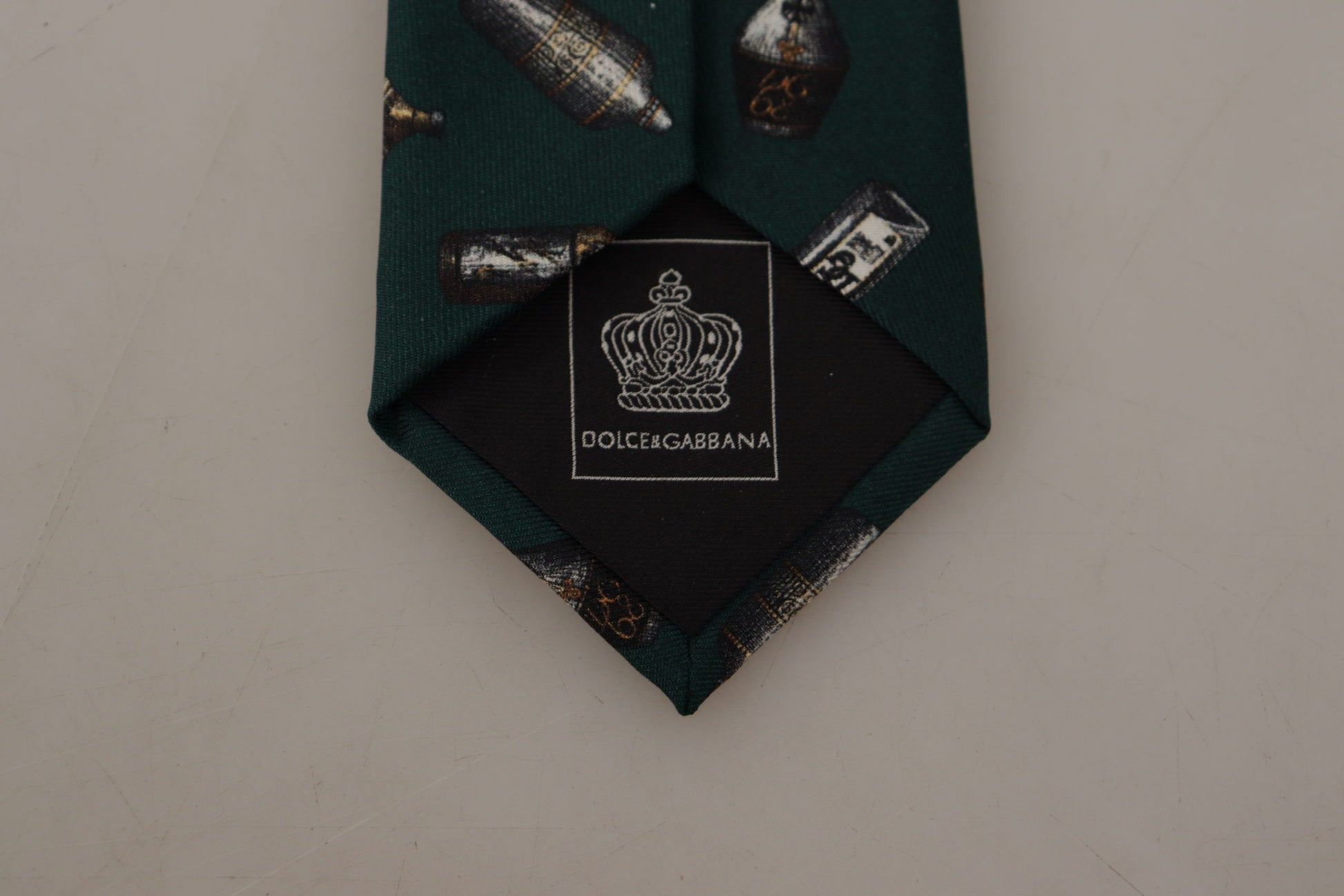 Dolce & Gabbana Black Bottle Fantasy Print Silk Adjustable Accessory Tie - ClickThatClicks 