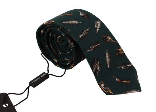 Dolce & Gabbana Black Bottle Fantasy Print Silk Adjustable Accessory Tie - ClickThatClicks 