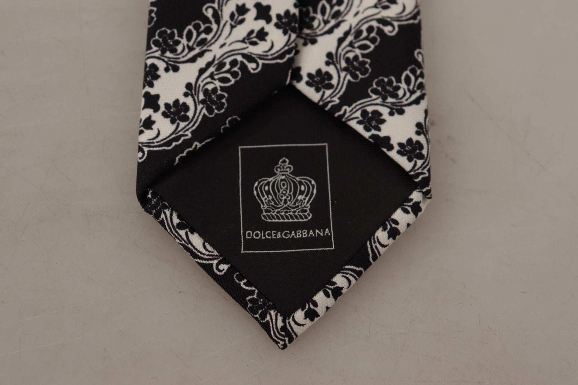 Dolce & Gabbana Black White Flower 100% Silk Print Adjustable Accessory Tie - ClickThatClicks 