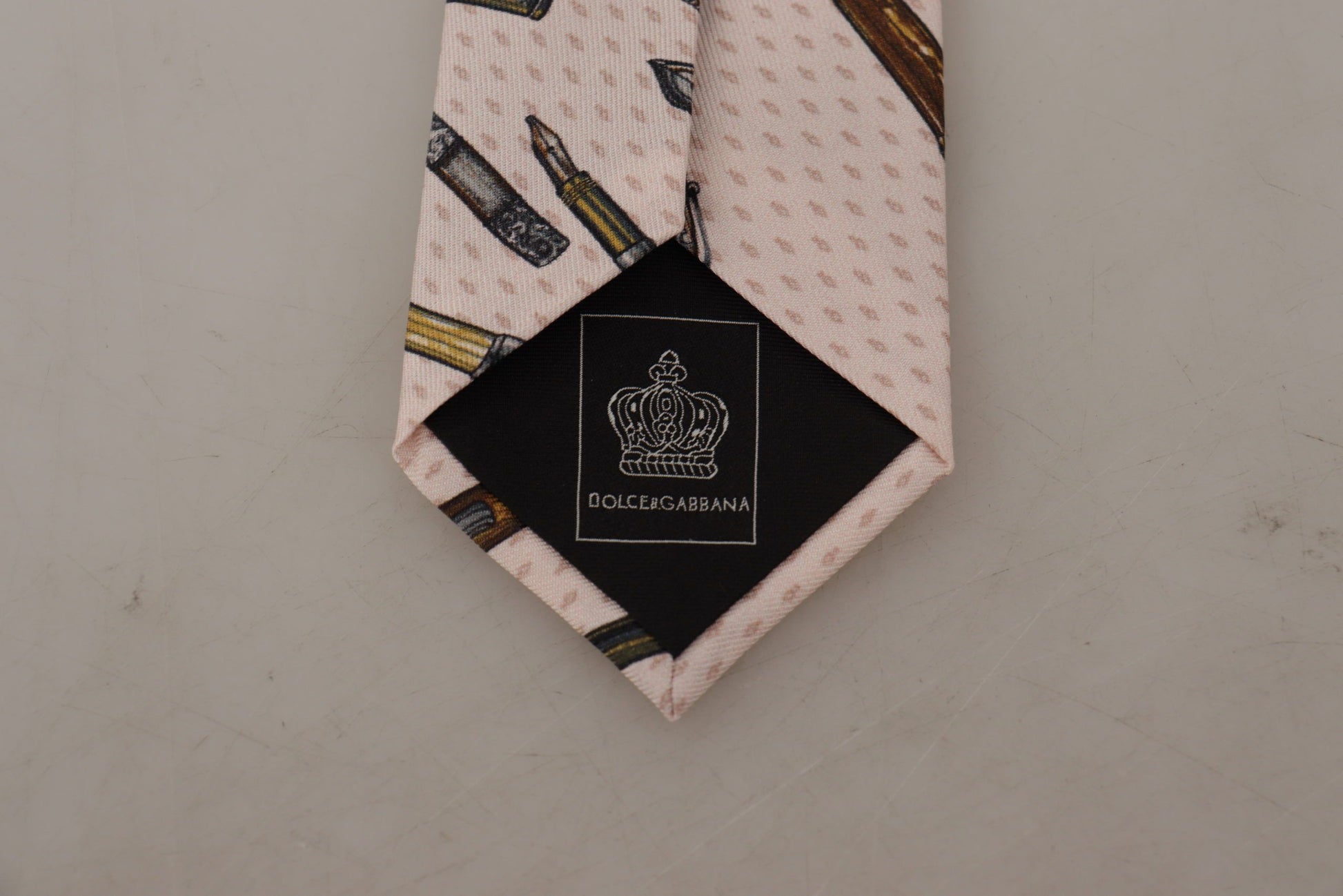 Dolce & Gabbana Pink Pen Dots Print 100% Silk Adjustable Neck Accessory Tie - ClickThatClicks 