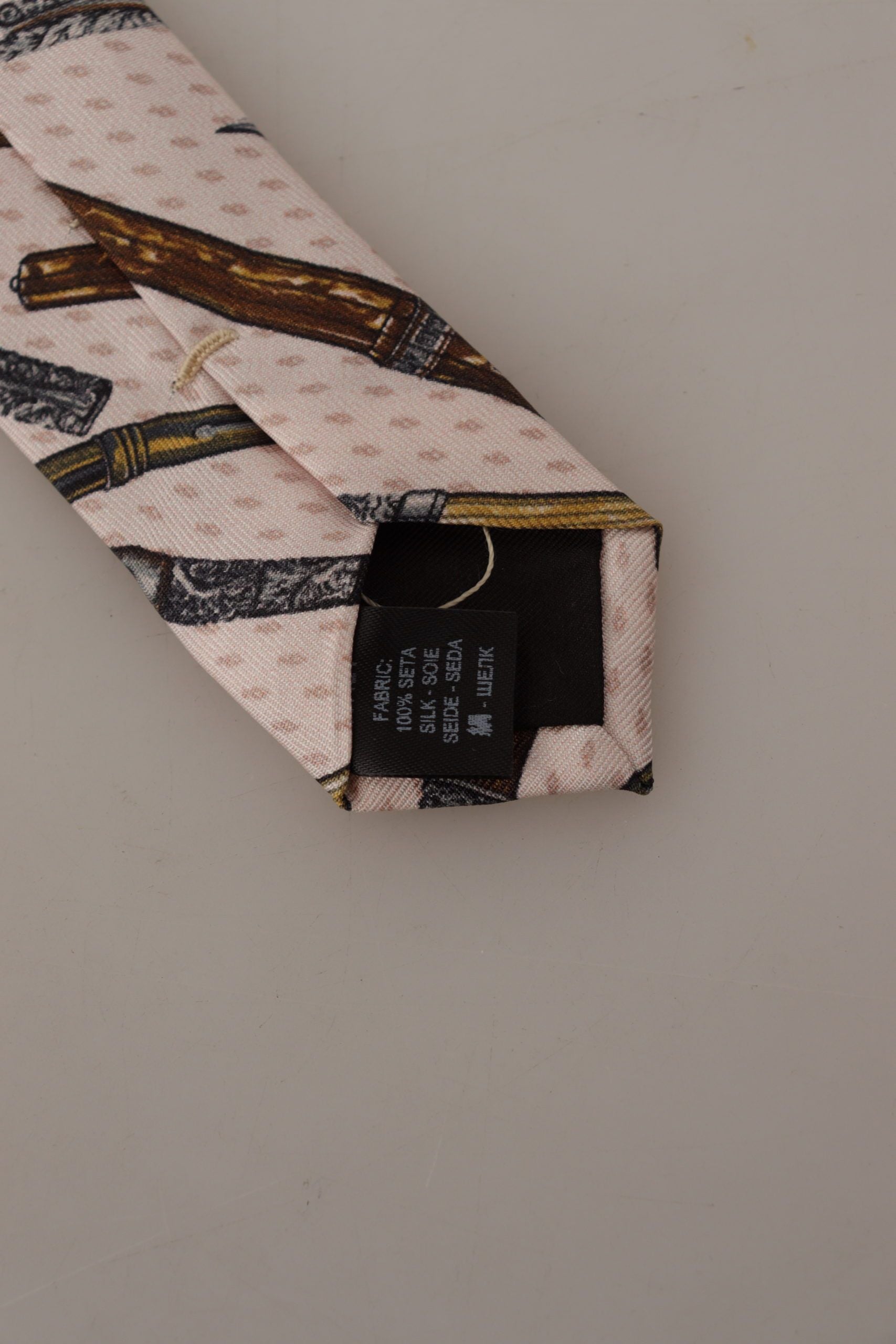 Dolce & Gabbana Pink Pen Dots Print 100% Silk Adjustable Neck Accessory Tie - ClickThatClicks 