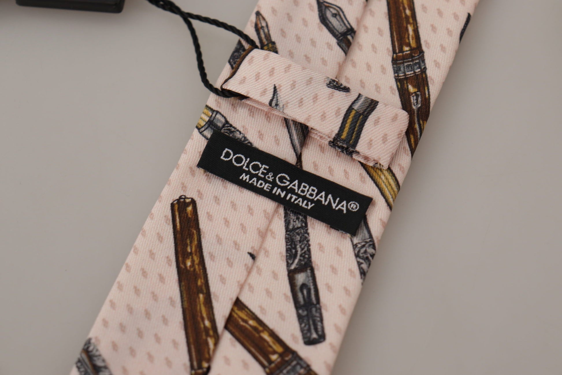 Dolce & Gabbana Pink Pen Dots Print 100% Silk Adjustable Neck Accessory Tie - ClickThatClicks 